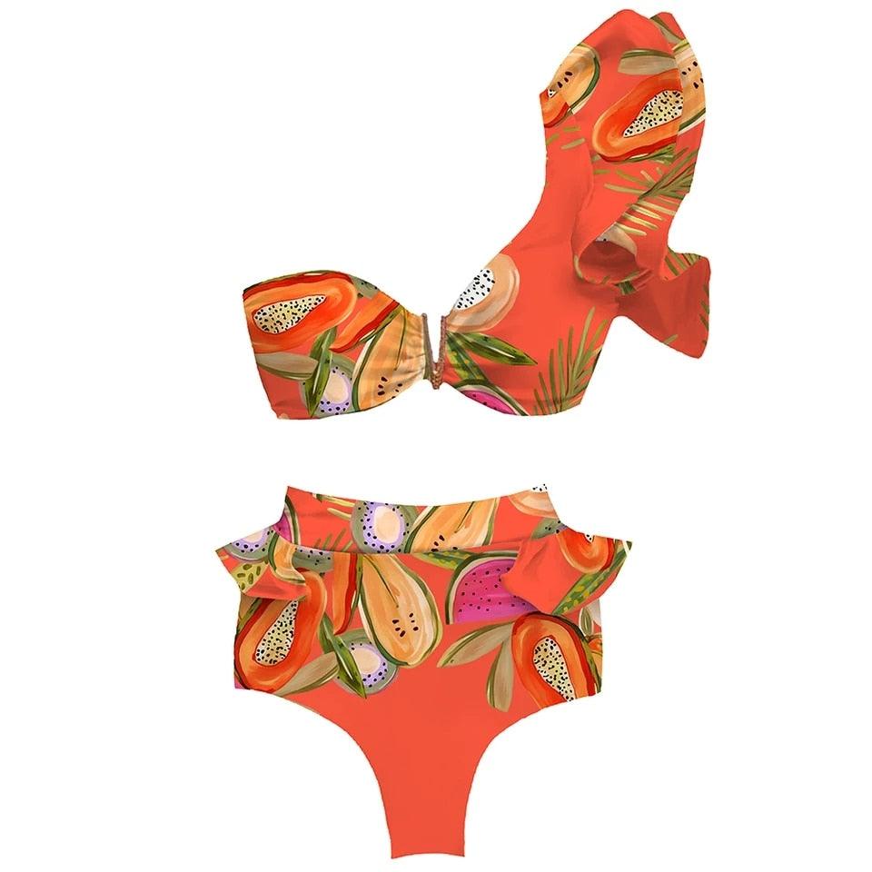 Ensemble de bikini à volants élégant en deux pièces pour femmes