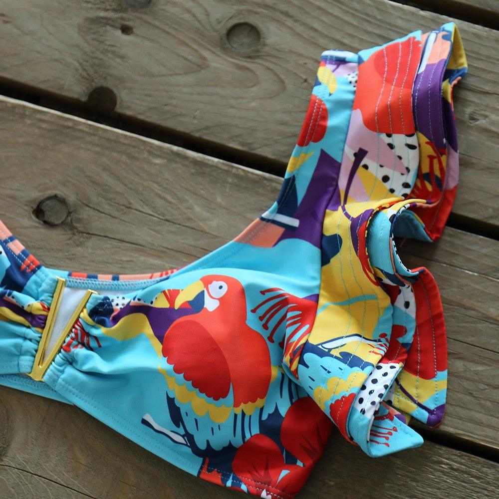 Ensemble de bikini à volants élégant en deux pièces pour femmes