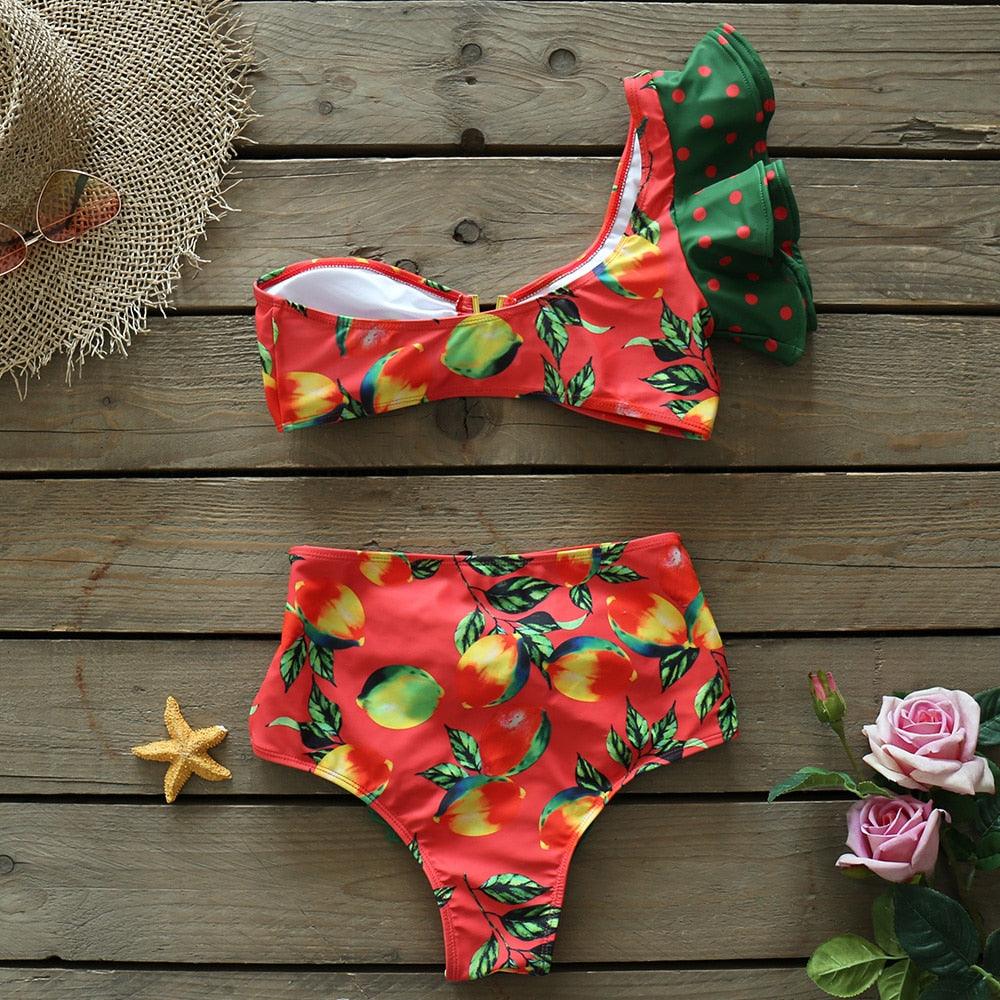 Ensemble de bikini à volants élégant en deux pièces pour femmes