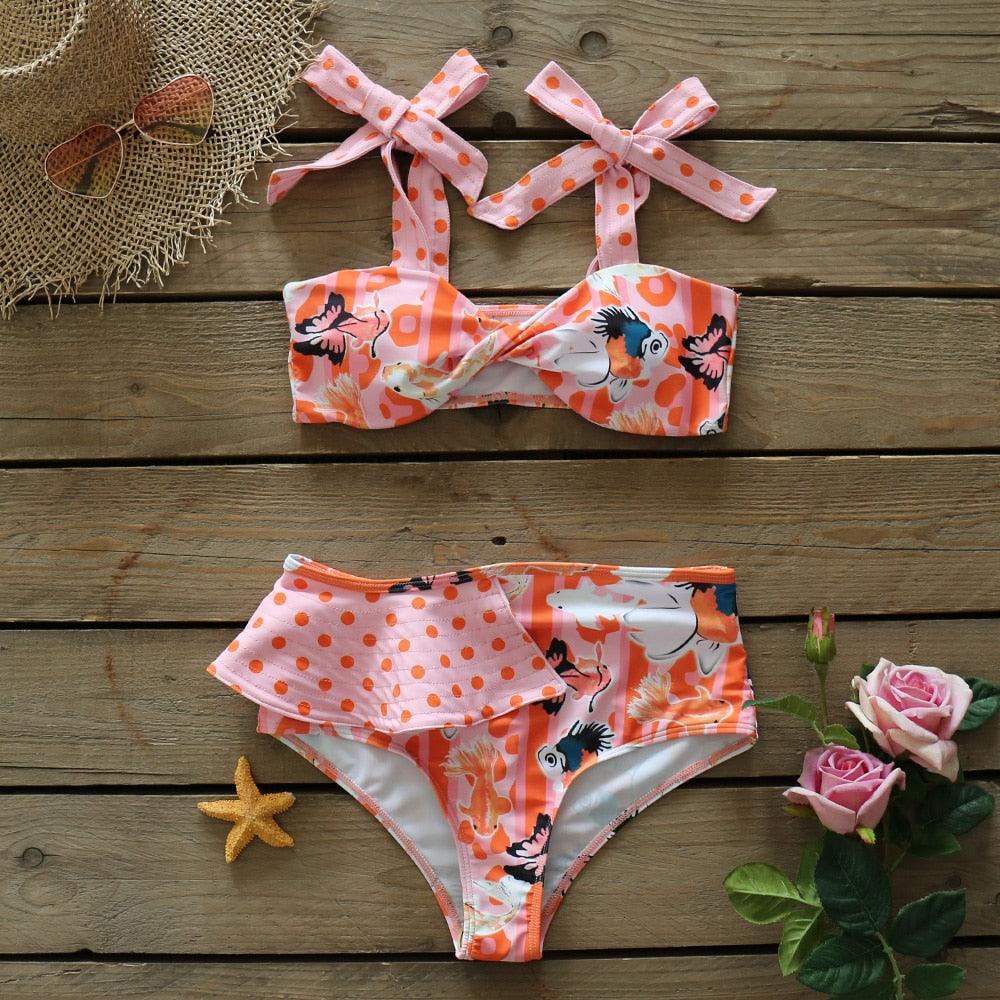 Ensemble de bikini à volants élégant en deux pièces pour femmes