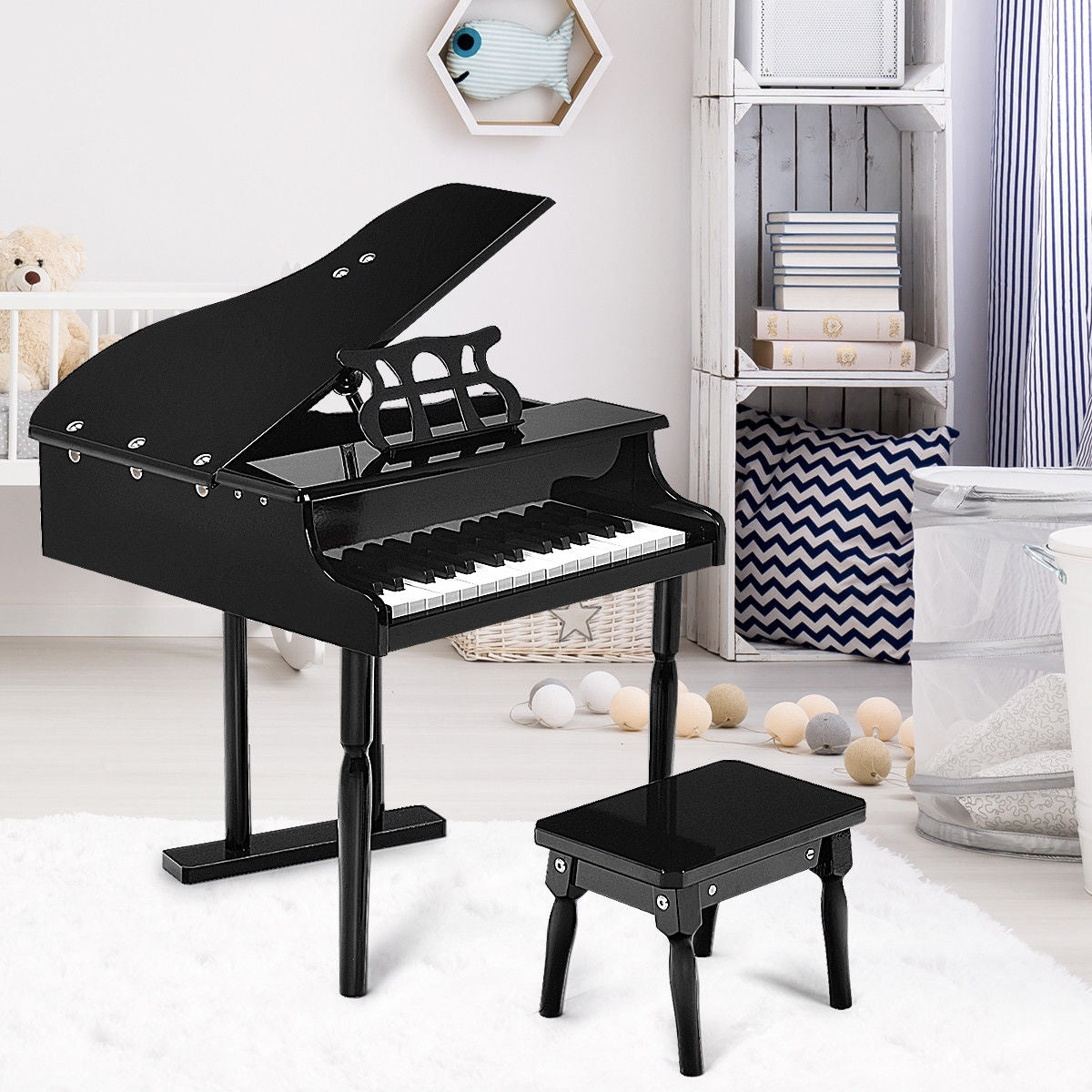 30-Key Mini Grand Piano for Children - Black