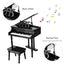 30-Key Mini Grand Piano for Children - Black