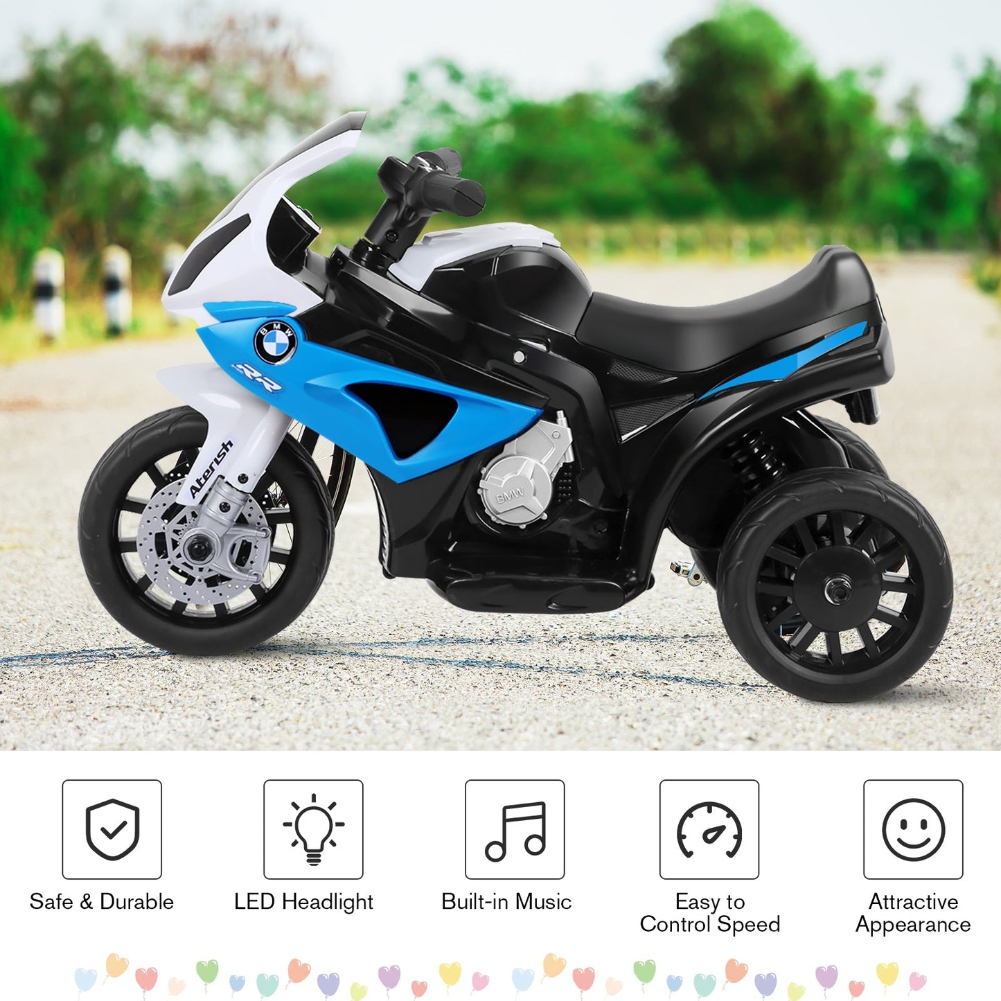 6V Kids 3-Wheel BMW Licensed Electric Motorcycle - Blue