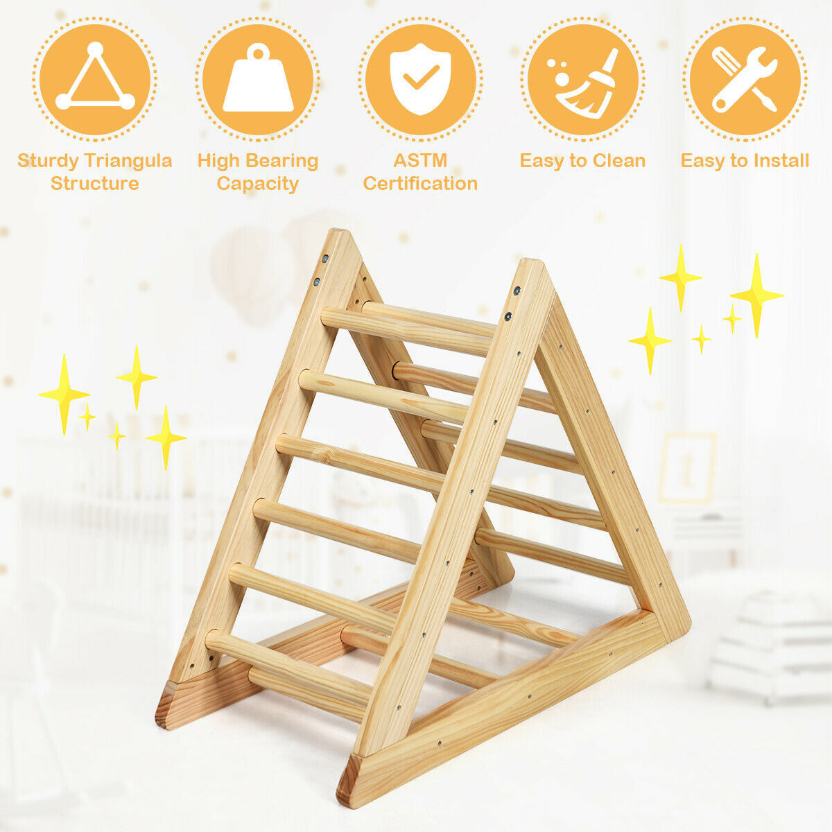 Escalera Triangular de Madera Premium para Entrenamiento de Niños Pequeños