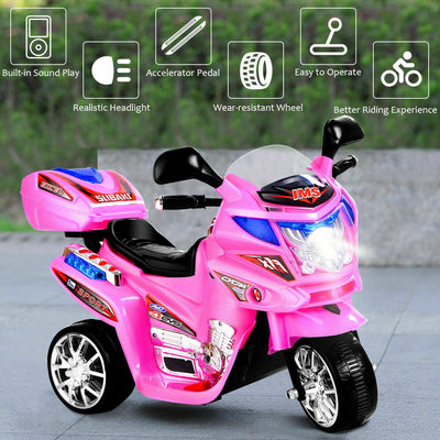 3 Wheel Kids 6V Battery Powered Electric Toy Motorcycle - Pink