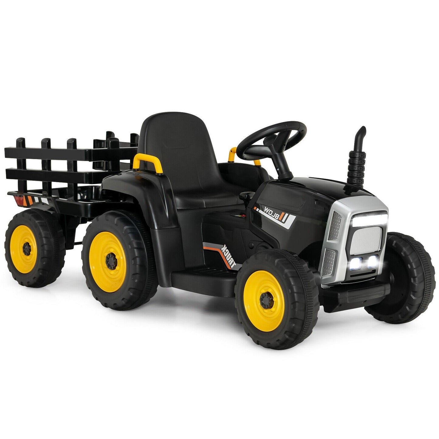 Tracteur électrique 12V avec chargeur pour enfants de 3 ans et plus - Noir