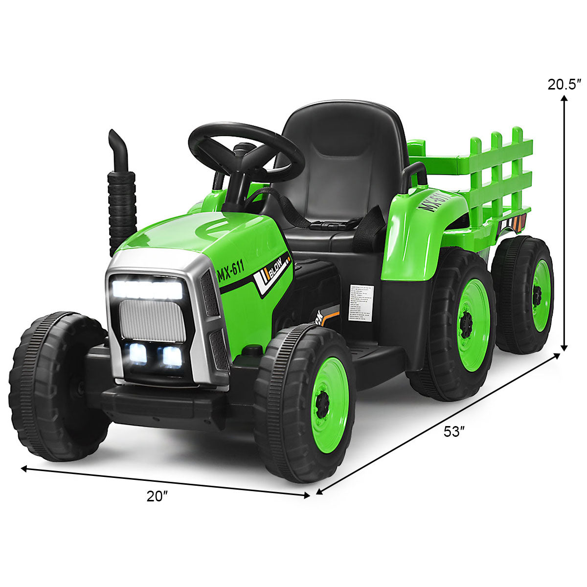 Tractor eléctrico de 12V con cargador para niños de 3 años en adelante