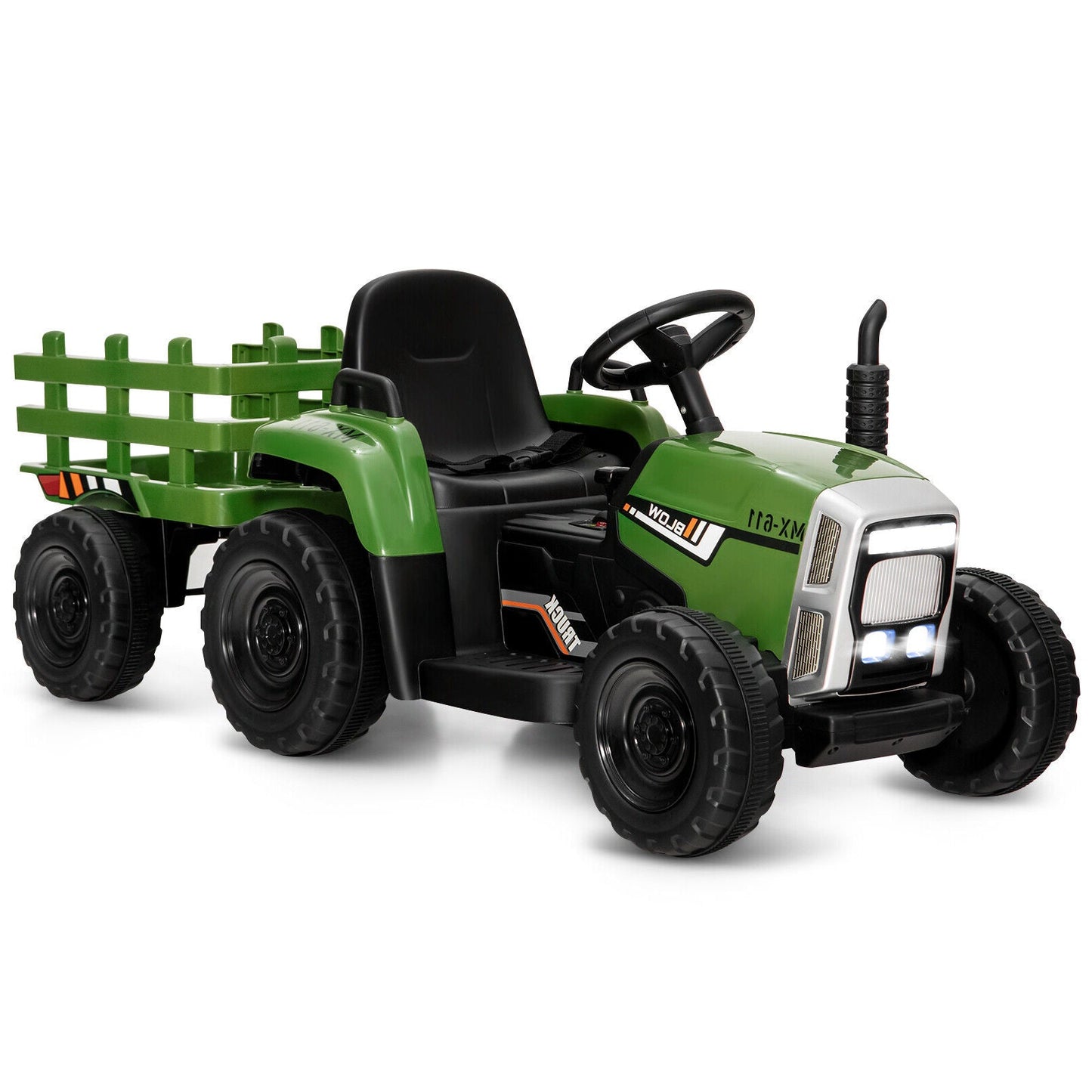 Tractor Eléctrico de 12V con Cargador para Niños de 3 Años en Adelante - Verde Oscuro