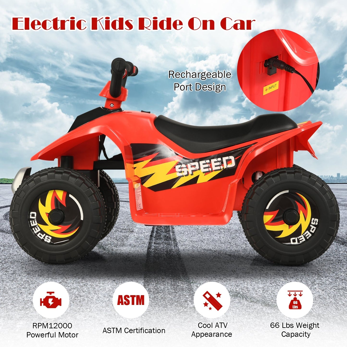 Véhicule tout-terrain électrique pour enfants 6V - Rouge