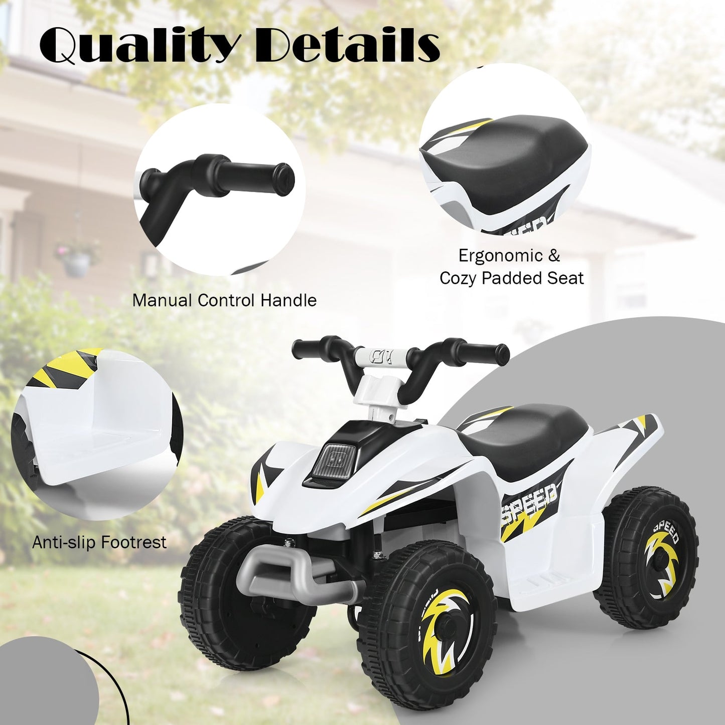 6V Kids Electric ATV Ride-On Toy - White
