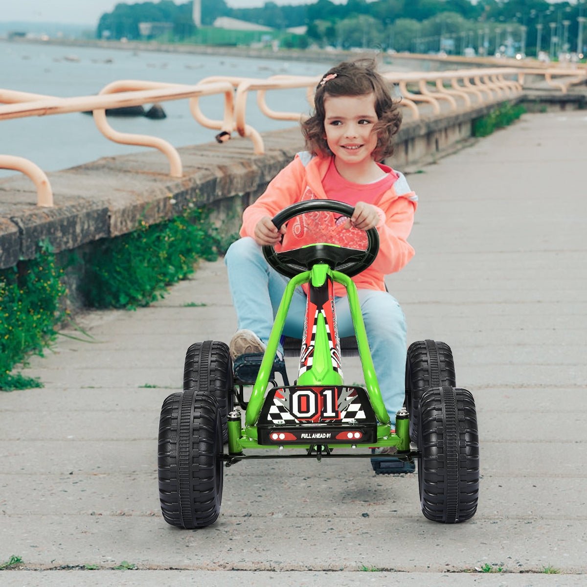 4 Wheel Pedal Powered Ride On with Adjustable Seat - Green