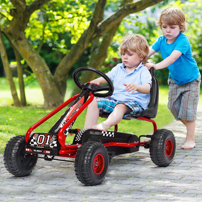 Véhicule à pédales à 4 roues avec siège réglable - Rouge