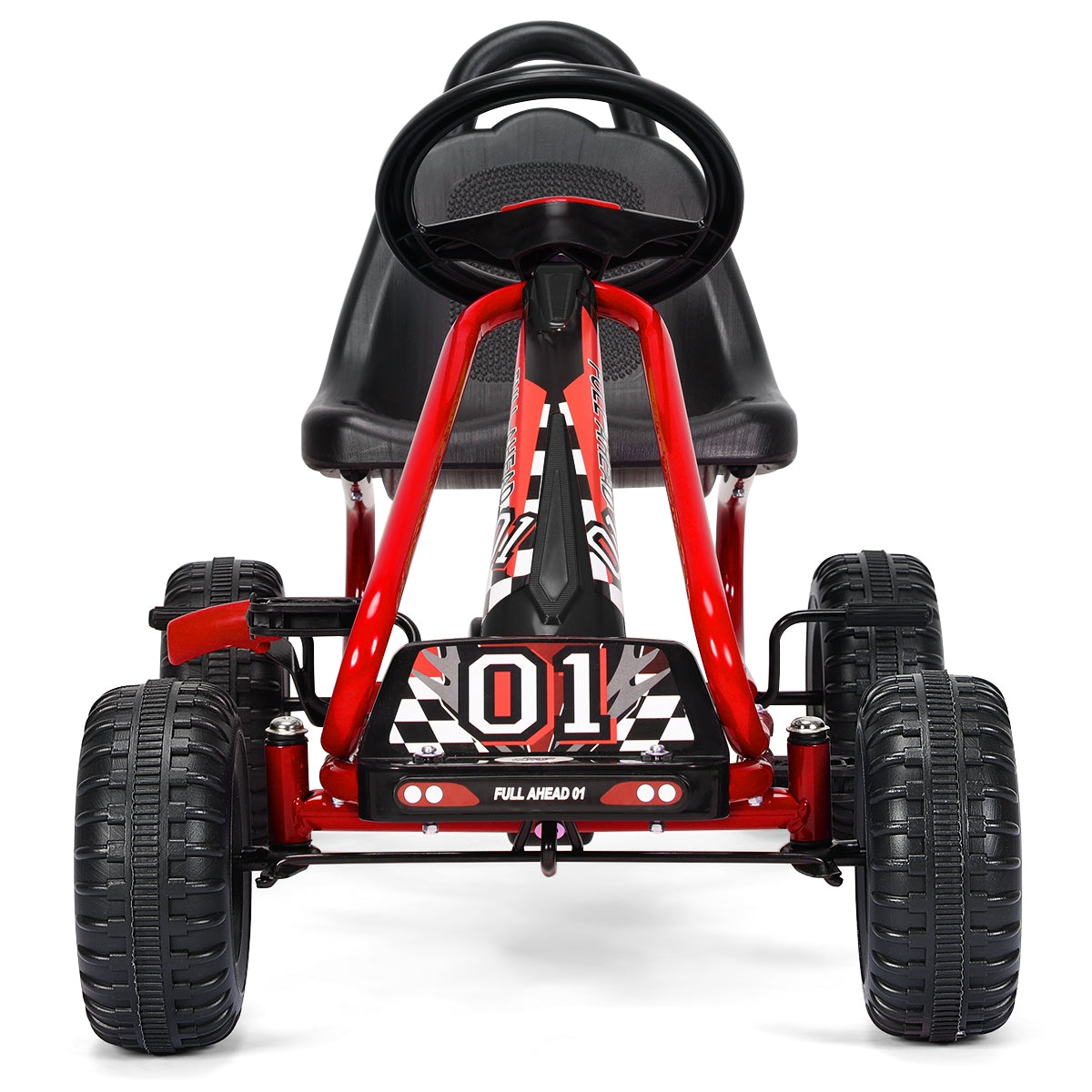 4 Wheel Pedal Powered Ride On with Adjustable Seat - Red