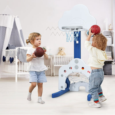 3-in-1 Kids Basketball Hoop Set with Balls - White