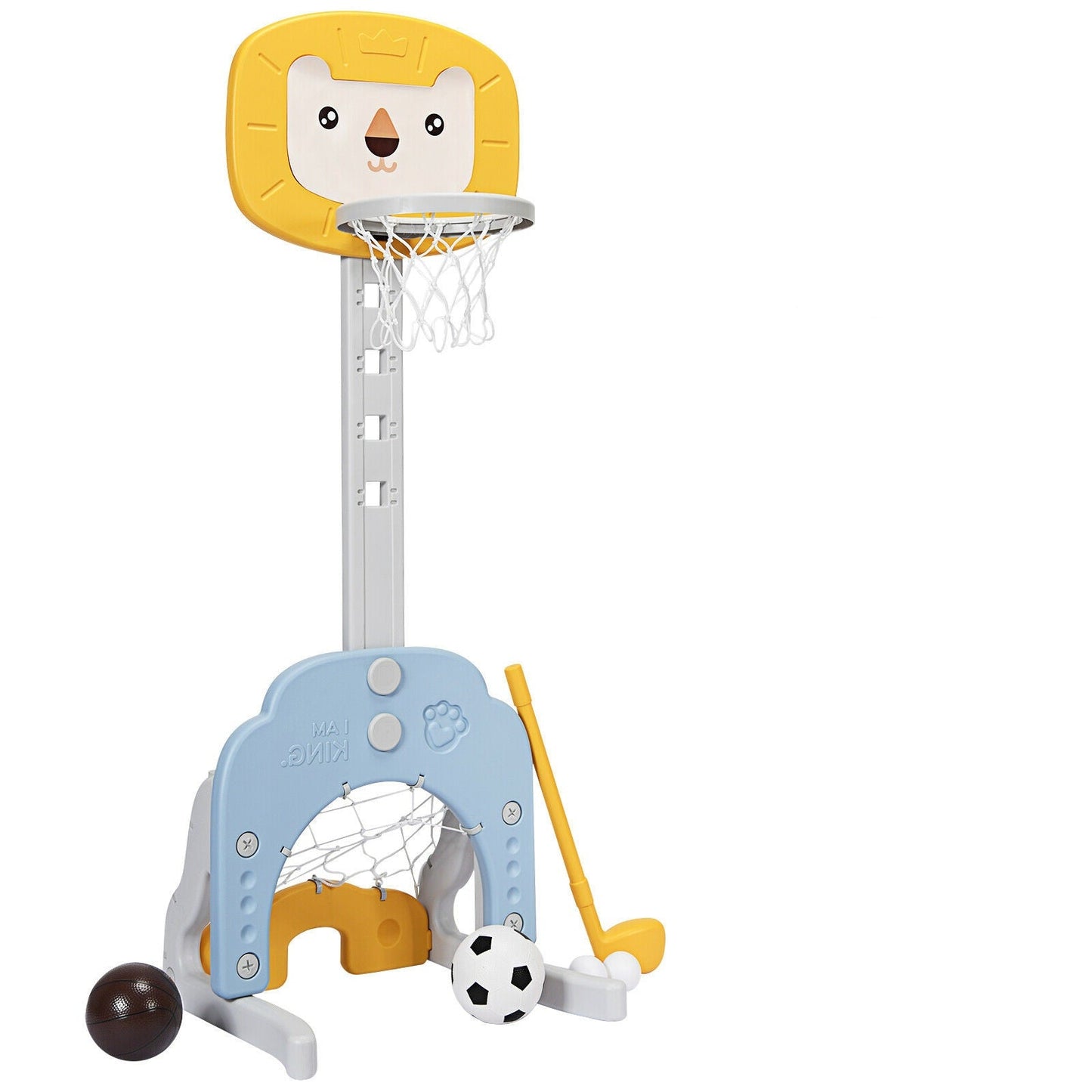 Panier de basketball ajustable 3-en-1 pour enfants - Jaune