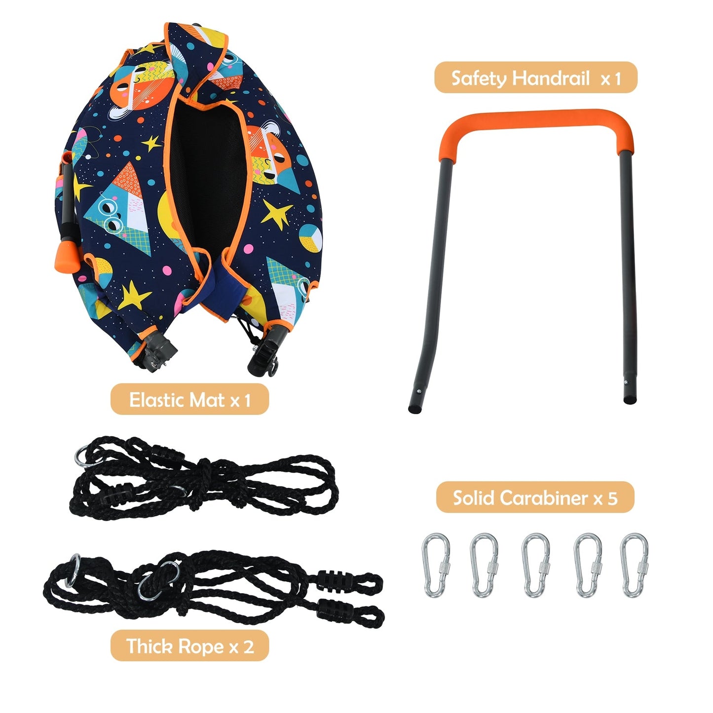 Ensemble balançoire et trampoline convertible avec main courante rembourrée