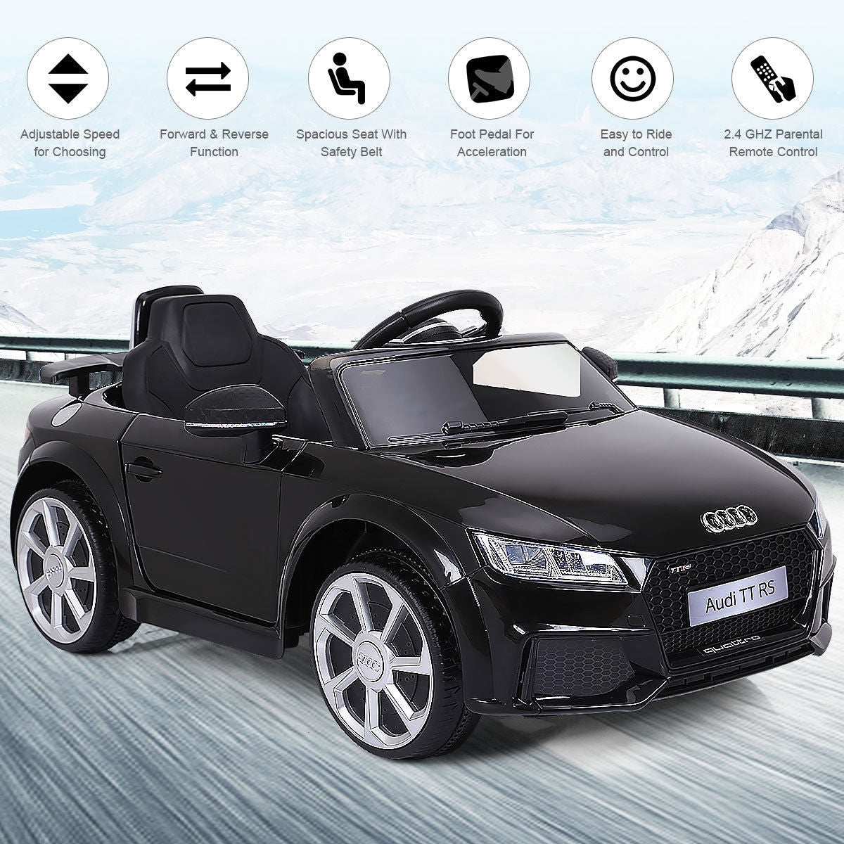 12V Kids Electric Ride-On Car with Remote Control - Black
