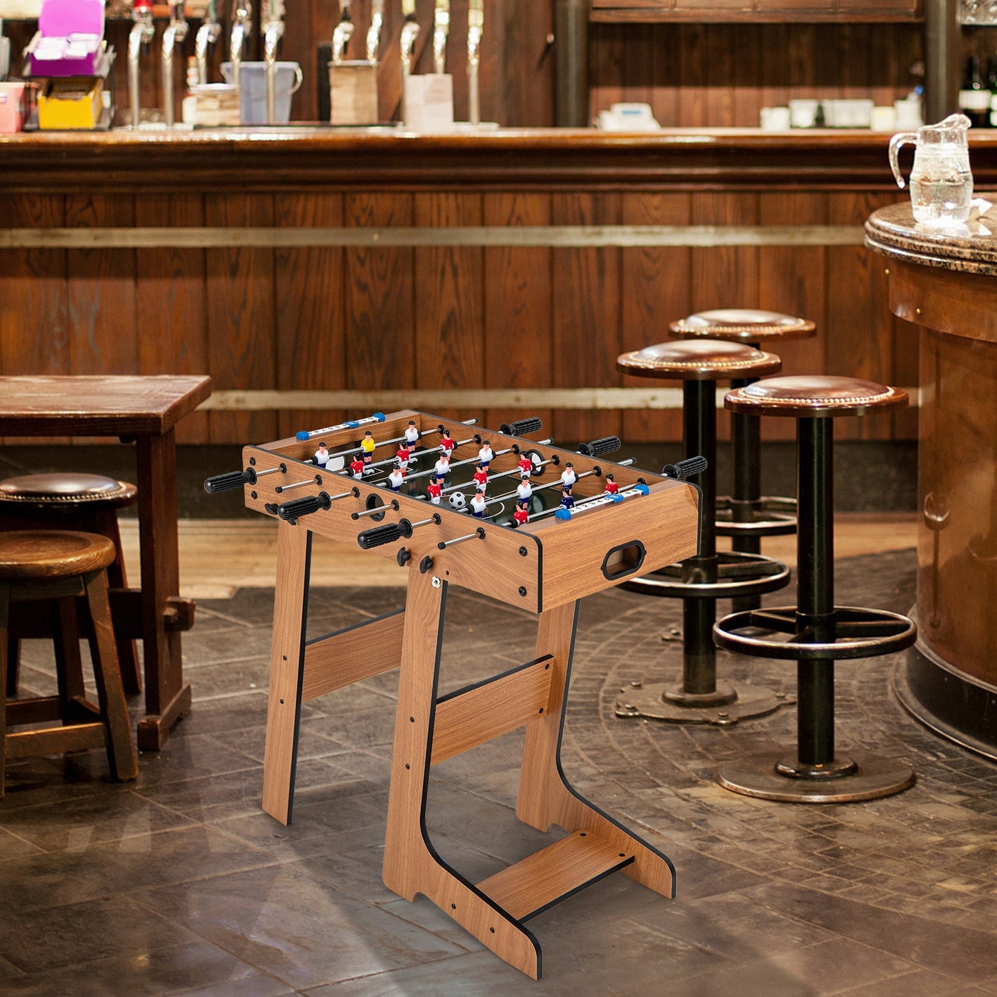 Mesa de Futbolín Plegable con Mango Duradero y 2 Pelotas