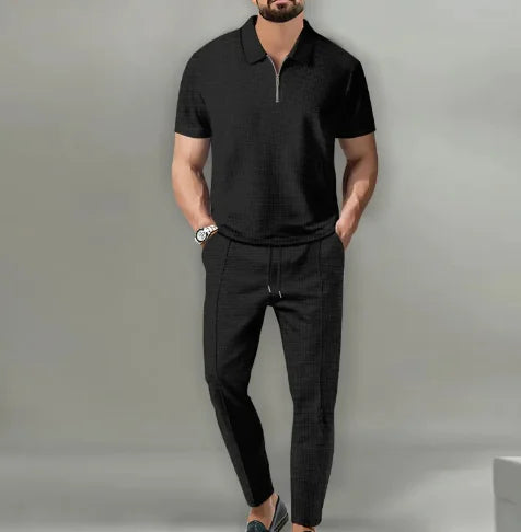 Traje de Pantalones con Cremallera de Manga Corta