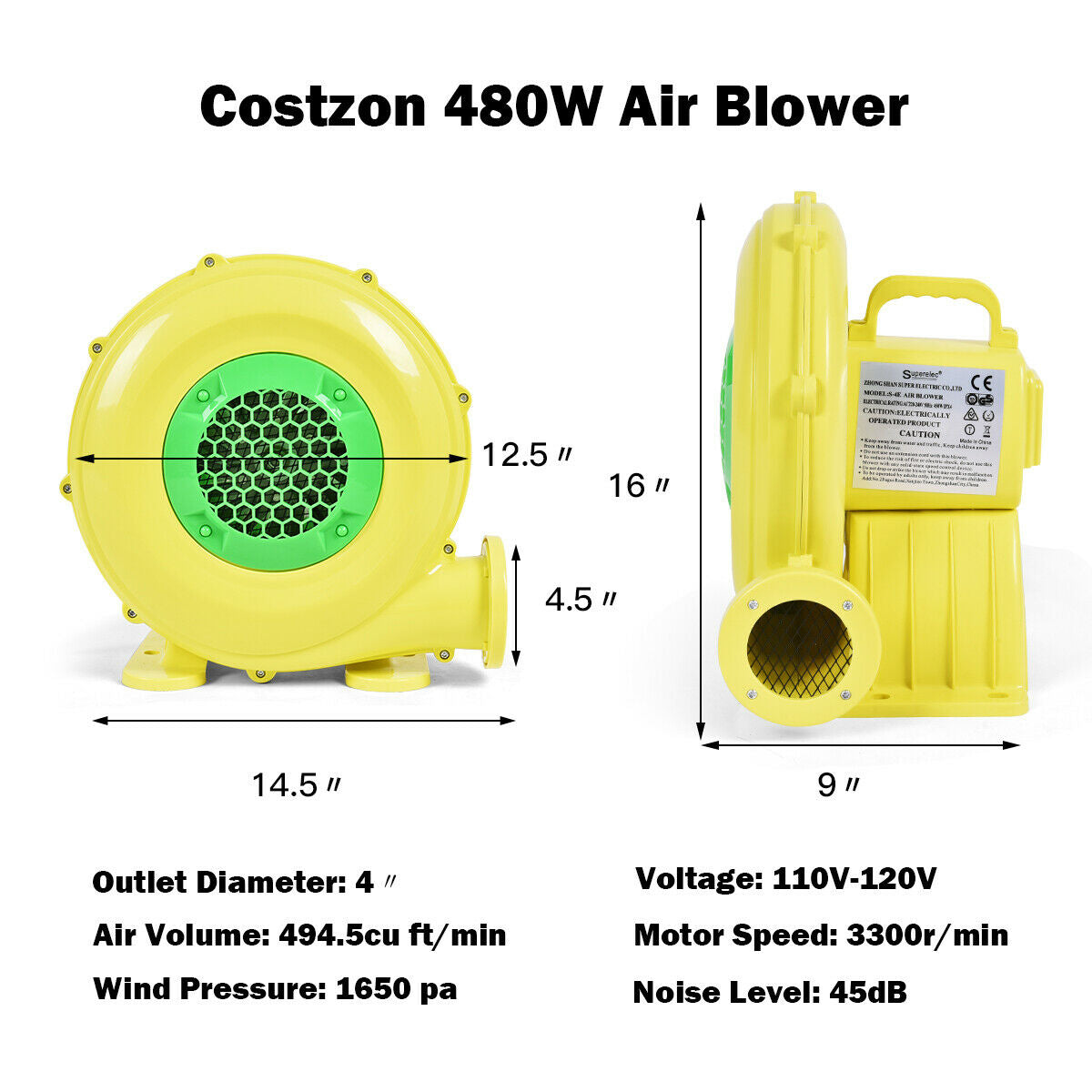 Bomba de Aire de 480 W para Casas Inflables