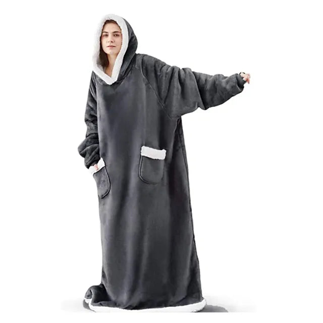 Hoodie en Flanelle Super Long pour un Confort Ultime