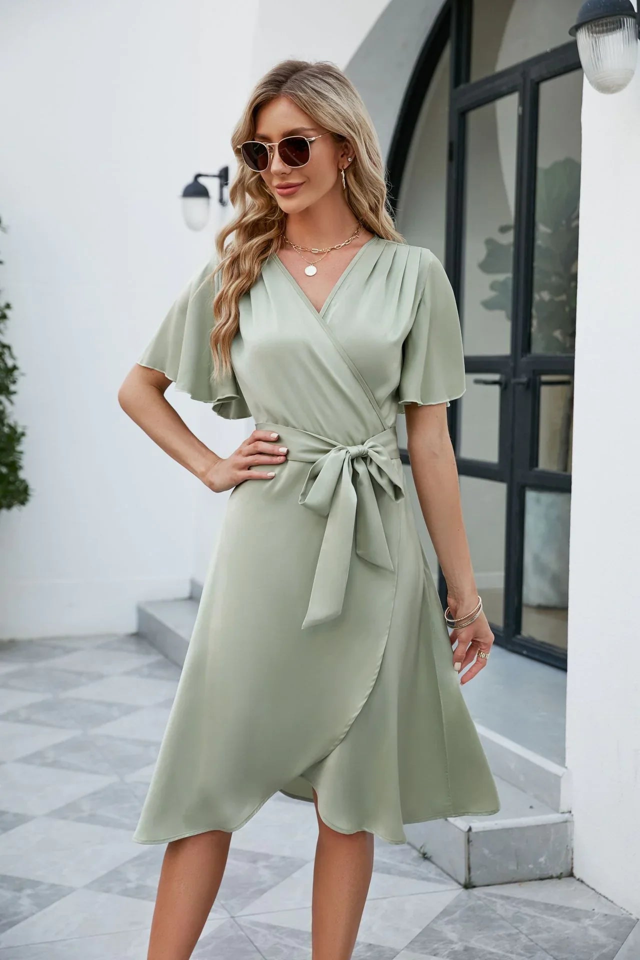 Robe Maxi à Encolure en V et Fente