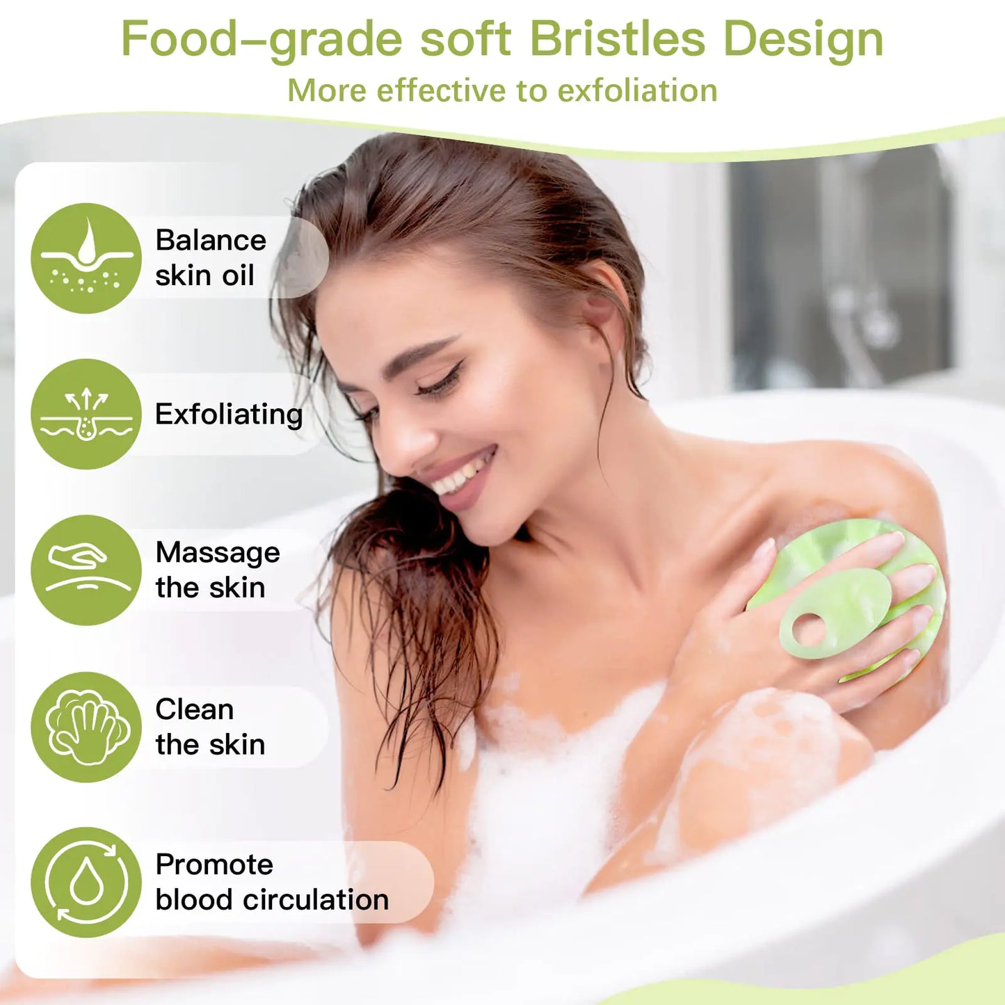 Brosse de Nettoyage Corporelle en Silicone Souple INNERNEED - Exfoliation Douce (Vert)