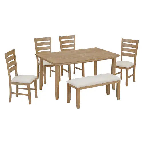 Conjunto de Mesa de Comedor Rústico TREXM para 6