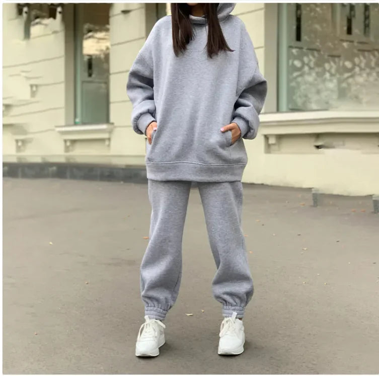 Conjunto de Sudadera de Felpa con Capucha Cómoda para Mujeres