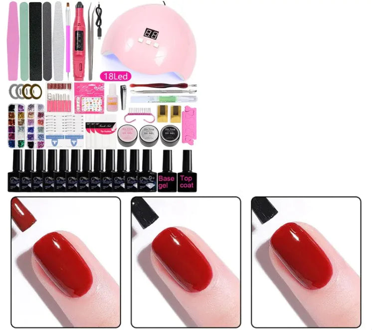 Complete Gel Nail Polish Set with UV Lamp