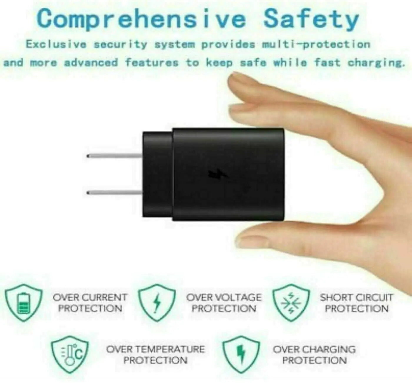 Cargador de pared Super Rápido Type-C de 25W con cable de 6FT para Samsung Galaxy