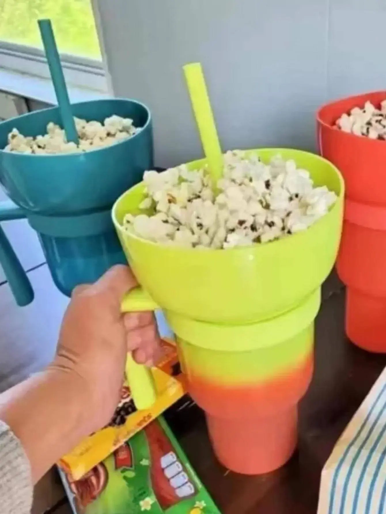 Popcorn Snack with Handle & All-in-One Drink Cup
