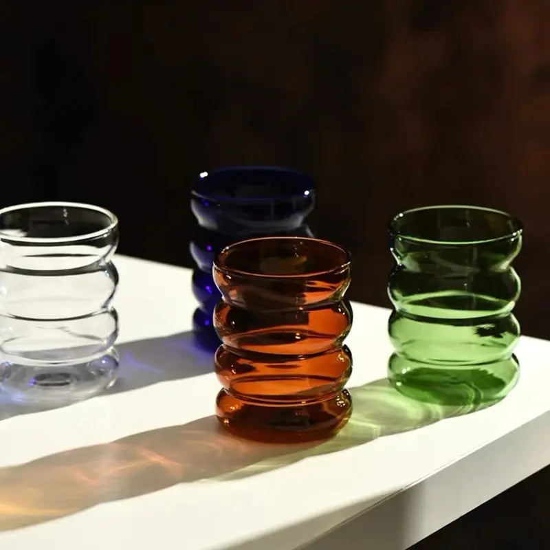 Wave Shape Glass Cup - Elegant Drinkware