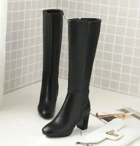 Bottes rétro à bout carré pour femmes avec fermeture éclair latérale