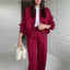 Conjunto de Suéter y Pantalones de Color Sólido con Cremallera BASIC para Mujeres