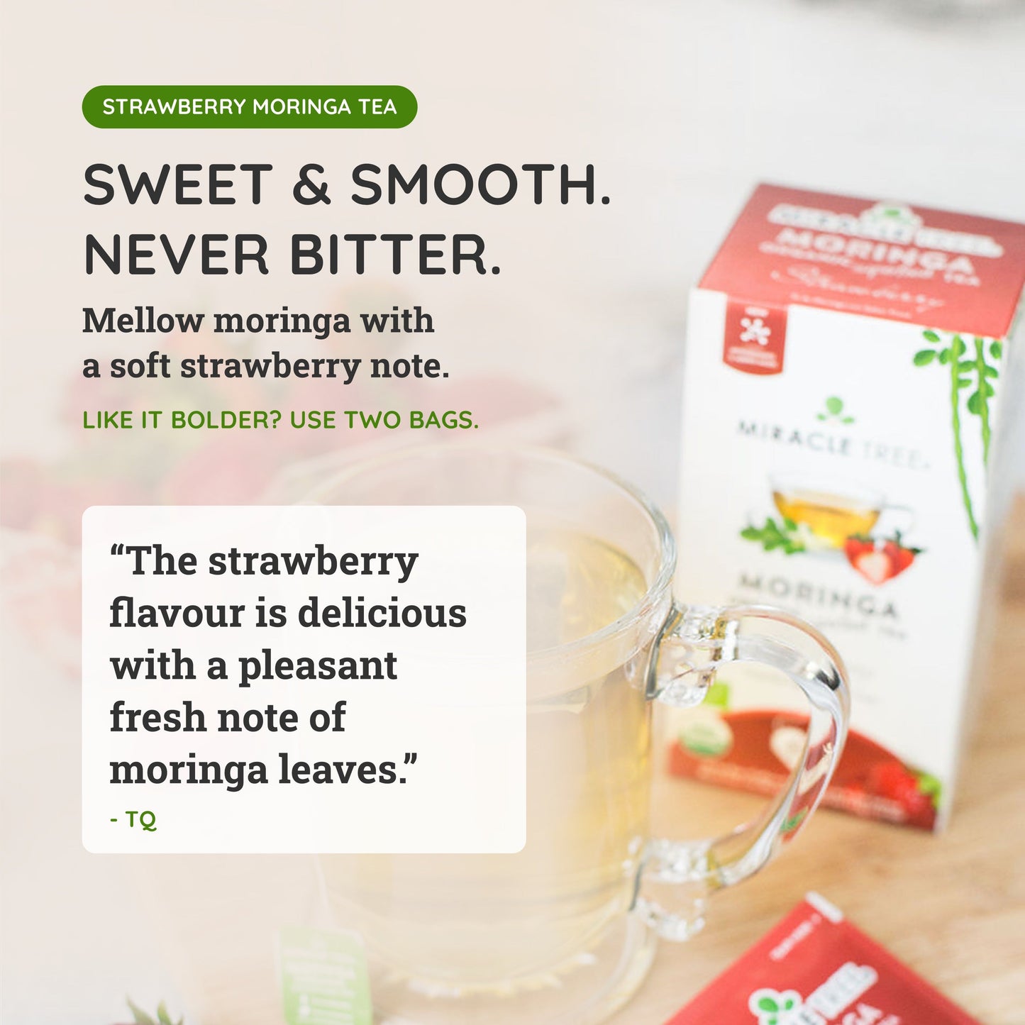 Organic Moringa Tea with Strawberry Flavor