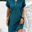Vestido Pullover V-Neck de Dos Botones Elegante