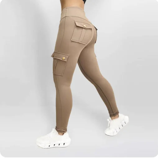 Pantalones de Trabajo Fitness de Alta Elasticidad con Bolsillos para Mujeres