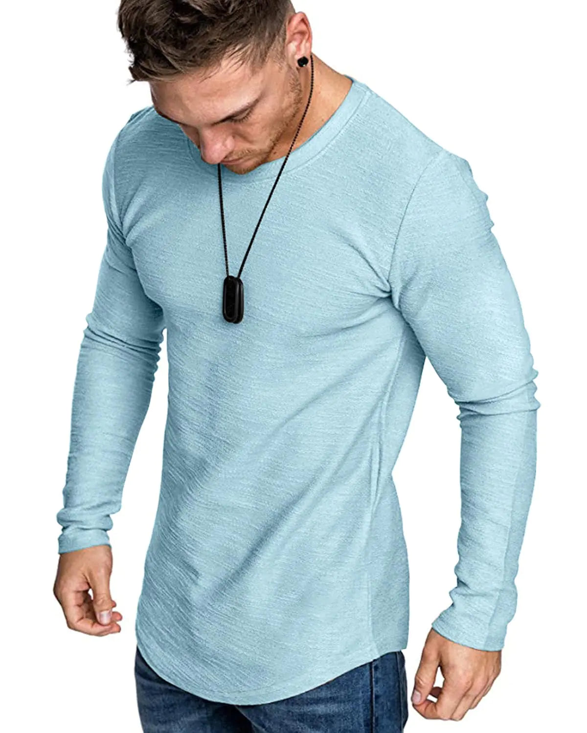 Sky Blue Athletic T-Shirt for Men - Premium Cotton Gym Wear