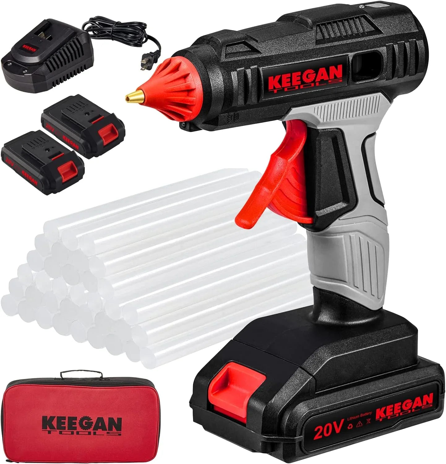 Cordless 20V Hot Melt Glue Gun Kit with Rechargeable Batteries