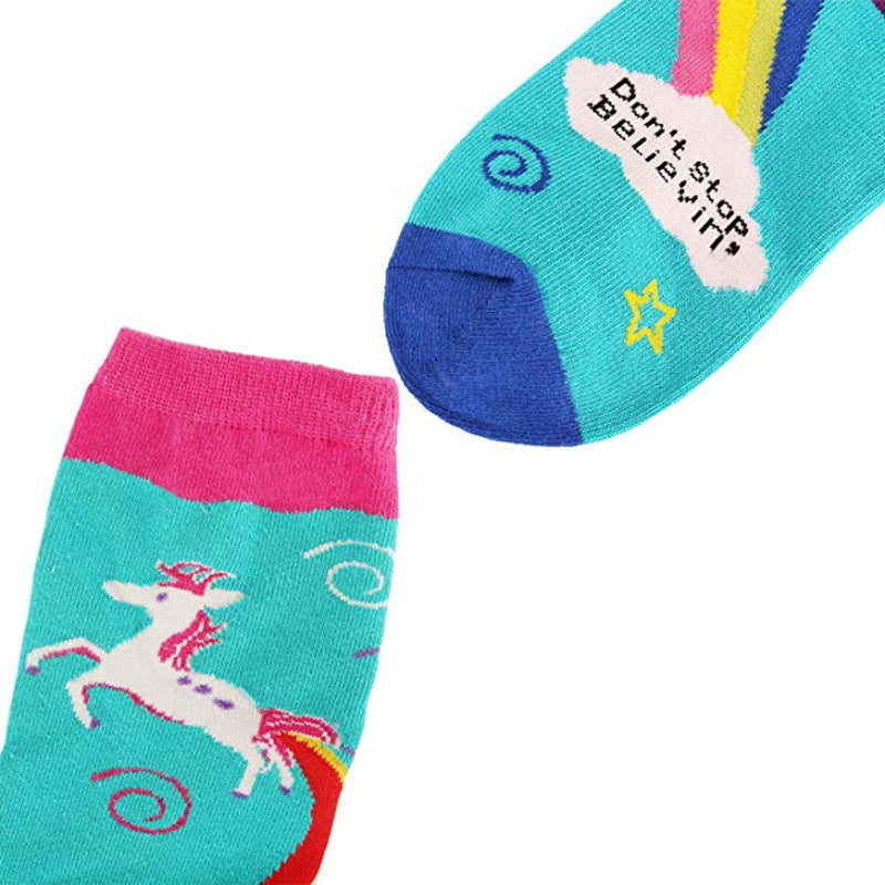 Unicorn Rainbow Printing Autumn And Winter Leisure In The Tube Sports Holiday Gift Socks - Korvel