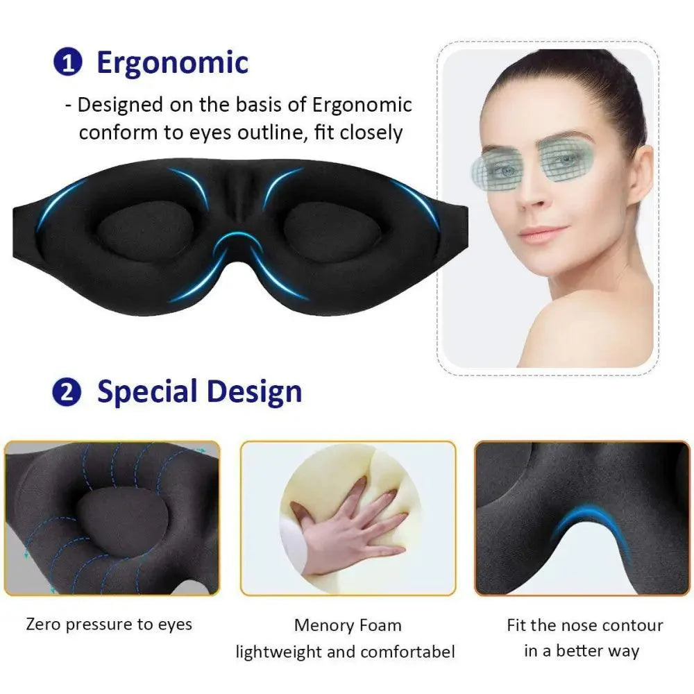 Masque oculaire 3D contourné pour un sommeil et un voyage confortables