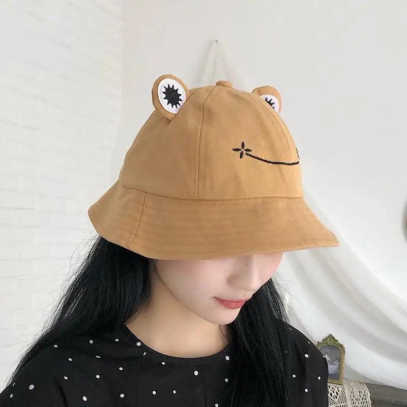 Chapeau seau à motif unique de grenouille pour femmes - Style extérieur