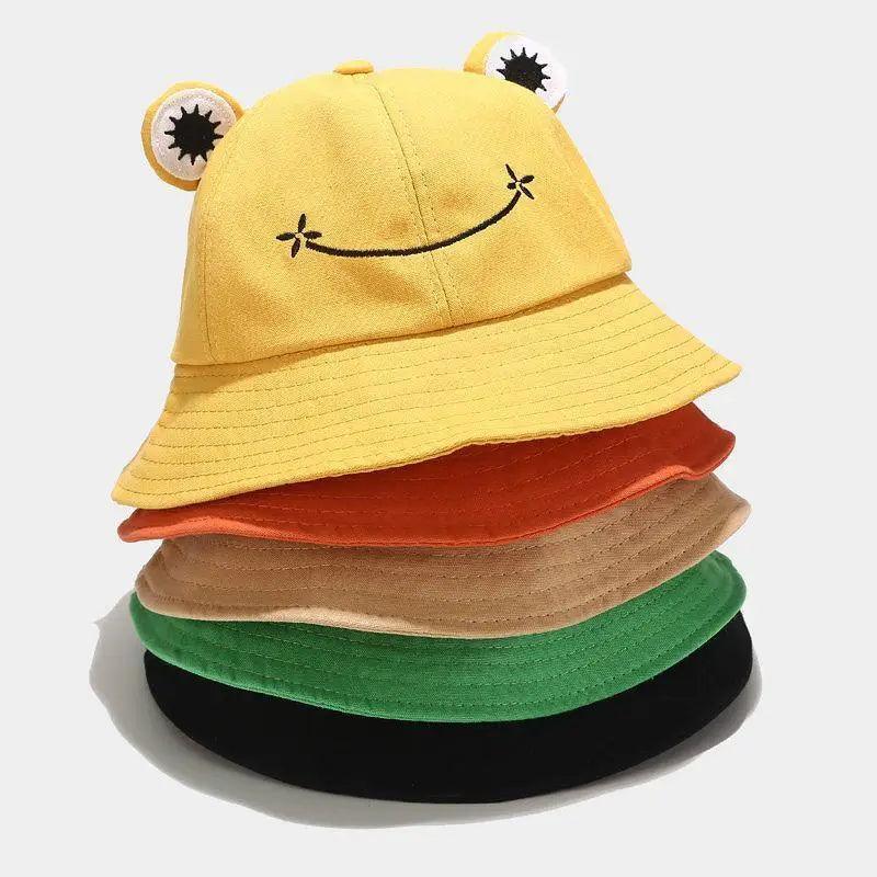 Chapeau seau à motif unique de grenouille pour femmes - Style extérieur