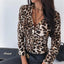 Unique Women's Snakeskin Leopard Print Blouse - Casual Long Sleeve