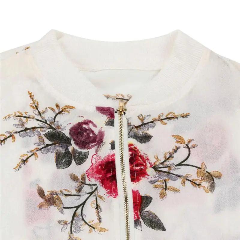 Floral Printed Women's Bomber Jacket - Stylish Spring Outerwear
