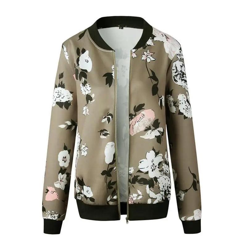 Floral Printed Women's Bomber Jacket - Stylish Spring Outerwear