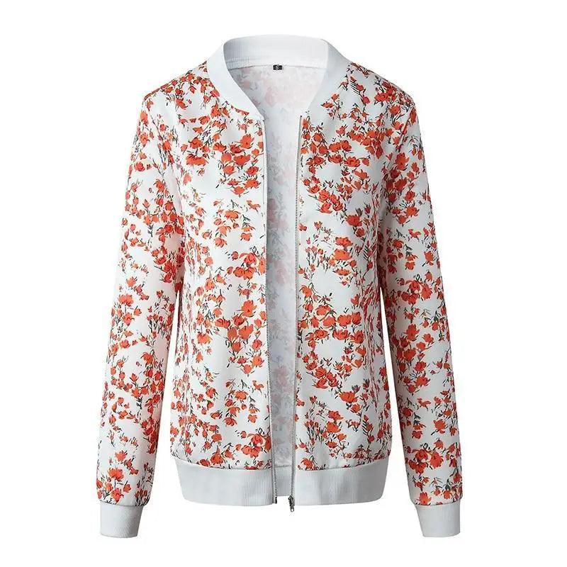Floral Printed Women's Bomber Jacket - Stylish Spring Outerwear