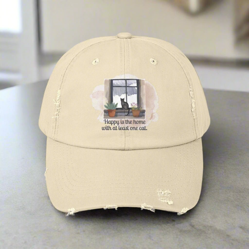 Gorra Distressed Unisex Home with One Cat