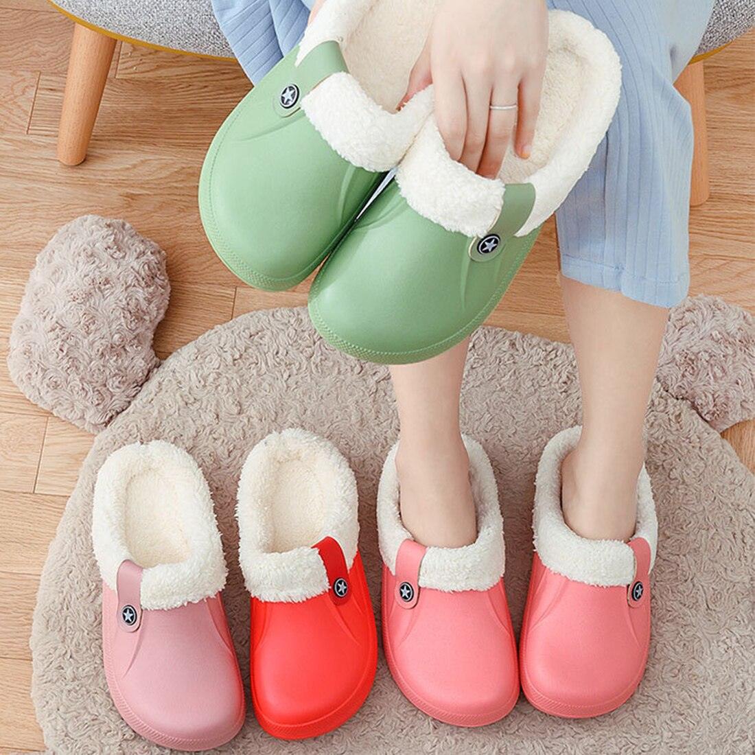 Unisex Plush Lined Winter Clogs - Comfortable Indoor & Outdoor Slippers